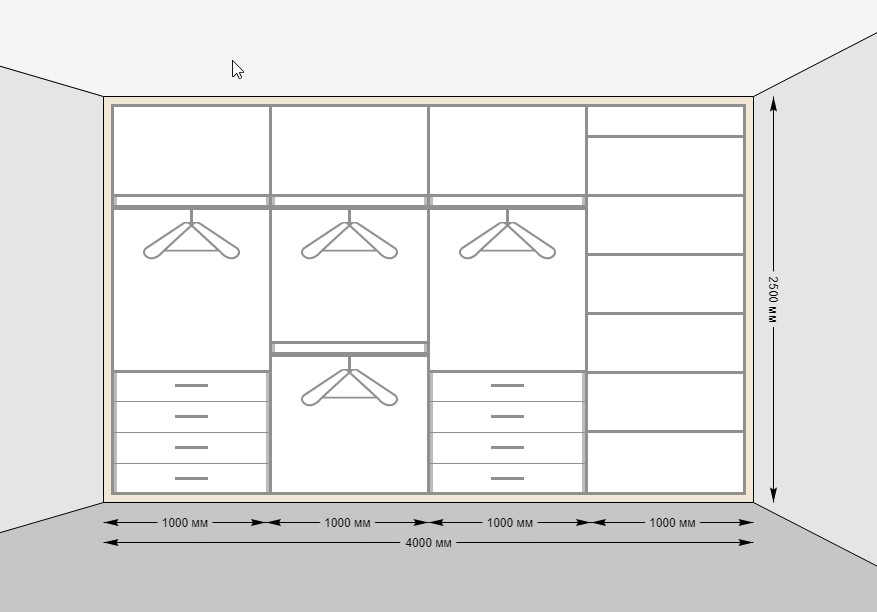 Онлайн конструктор шкафов-купе✴️ 3d калькулятор шкафа-купе с размерами в МебельОК